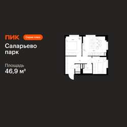 Планировка двухкомнатной(квартира) площадью 46.9 квадратных метров в ЖК “ЖК Саларьево парк”