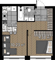 Планировка однокомнатной(квартира) площадью 36.3 квадратных метров в “ЖК Квартал Серебряный бор”