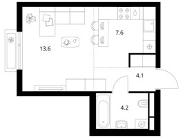 Планировка студии(квартира) площадью 29.5 квадратных метров в “ЖК Середневский лес”