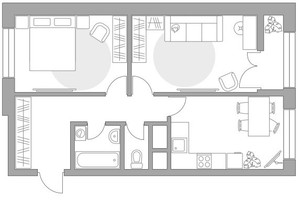 Планировка двухкомнатной(квартира) площадью 54.43 квадратных метров в “ЖК Пехра”