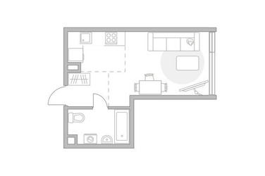 Планировка студии(квартира) площадью 28.08 квадратных метров в ЖК “ЖК Мневники от Гранель”