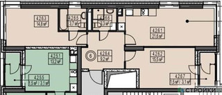 Планировка двухкомнатной(квартира) площадью 69.6 квадратных метров в “ЖК Sky Garden (Скай Гарден)”