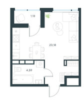 Планировка студии(квартира) площадью 28.9 квадратных метров в “ЖК Город в лесу (Микрогород В лесу)”