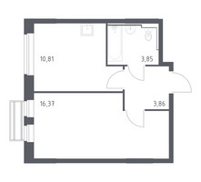 Планировка однокомнатной(квартира) площадью 34.89 квадратных метров в “ЖК Рублевский Квартал”