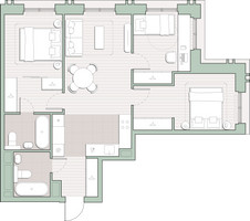 Планировка трехкомнатной(квартира) площадью 72.3 квадратных метров в “ЖК Среда на Кутузовском”