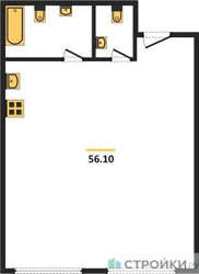 Планировка однокомнатной(апартаменты) площадью 56.1 квадратных метров в ЖК “ЖК Nametkin Tower (Наметкин Тауэр)”