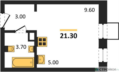 Планировка студии(квартира) площадью 21.3 квадратных метров в ЖК “ЖК Никольский квартал Отрада”