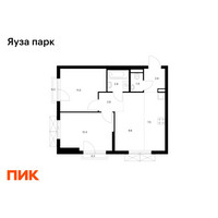Планировка двухкомнатной(квартира) площадью 51.3 квадратных метров в “ЖК Яуза Парк (Мытищи)”