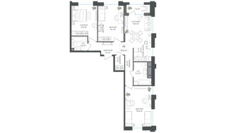 Планировка 4+ комнатной(квартира) площадью 83.4 квадратных метров в “ЖК Михалковский”