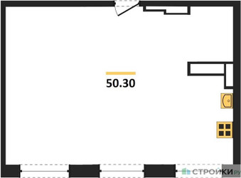 Планировка двухкомнатной(квартира) площадью 50.1 квадратных метров в “ЖК Легендарный квартал на Ботаническом саду”