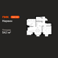 Планировка двухкомнатной(квартира) площадью 54.1 квадратных метров в “Нарвин”