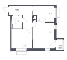 Планировка двухкомнатной(квартира) площадью 56.5 квадратных метров в “ЖК Долина Яузы”