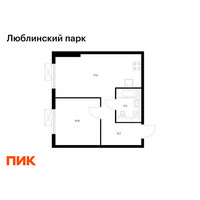 Планировка однокомнатной(квартира) площадью 37.9 квадратных метров в “ЖК Люблинский парк”