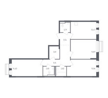 Планировка трехкомнатной(квартира) площадью 78.51 квадратных метров в “ЖК Рублевский Квартал”