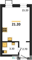 Планировка студии(квартира) площадью 21.2 квадратных метров в “ЖК Лучи-2”