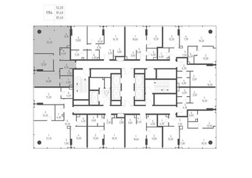 Планировка двухкомнатной(квартира) площадью 81.4 квадратных метров в ЖК “ЖК Слава”