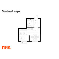 Планировка студии(квартира) площадью 29.7 квадратных метров в “ЖК Зеленый парк”