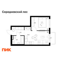 Планировка однокомнатной(квартира) площадью 33.3 квадратных метров в “ЖК Середневский лес”