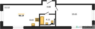 Планировка однокомнатной(квартира) площадью 48.19 квадратных метров в “ЖК Рублевский Квартал”