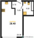 Планировка студии(квартира) площадью 28.4 квадратных метров в “Акценты”