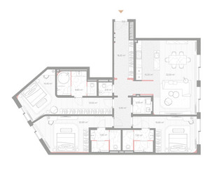 Планировка трехкомнатной(квартира) площадью 164.1 квадратных метров в ЖК “ЖК Николь”