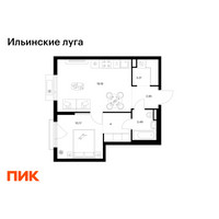 Планировка однокомнатной(квартира) площадью 43.01 квадратных метров в “ЖК Ильинские луга”