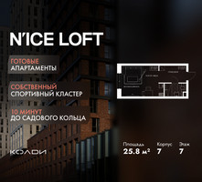 Планировка студии(апартаменты) площадью 25.8 квадратных метров в “ЖК N’ICE LOFT (Найс Лофт)”
