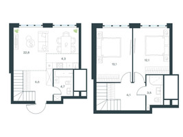 Планировка трехкомнатной(квартира) площадью 73.2 квадратных метров в “ЖК Level Южнопортовая”