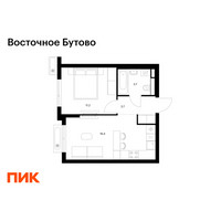 Планировка однокомнатной(квартира) площадью 35 квадратных метров в “ЖК Восточное Бутово”