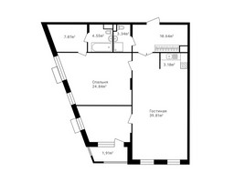 Планировка трехкомнатной(квартира) площадью 108.5 квадратных метров в “ЖК Клубный дом Точка отсчета”