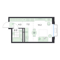 Планировка студии(квартира) площадью 29.7 квадратных метров в “ЖК G3 Михалевич”