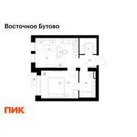Планировка однокомнатной(квартира) площадью 35 квадратных метров в “ЖК Восточное Бутово”