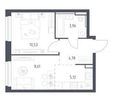 Планировка однокомнатной(квартира) площадью 33 квадратных метров в “ЖК Квартал Строгино”