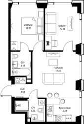 Планировка двухкомнатной(квартира) площадью 59.4 квадратных метров в ЖК “ЖК СЕТ”