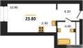 Планировка студии(квартира) площадью 23.8 квадратных метров в “ЖК SOUL (СОУЛ)”
