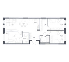 Планировка трехкомнатной(квартира) площадью 80.49 квадратных метров в “ЖК Квартал Ивакино”