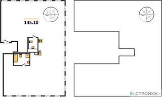 Планировка двухкомнатной(квартира) площадью 145.1 квадратных метров в “ЖК Зорге 9”