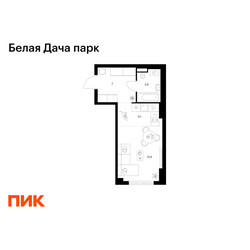 Планировка студии(квартира) площадью 28.6 квадратных метров в ЖК “ЖК Белая Дача парк”
