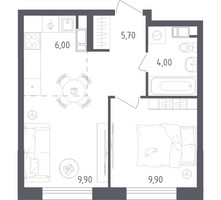 Планировка однокомнатной(квартира) площадью 35.5 квадратных метров в “ЖК Ольховый Квартал”