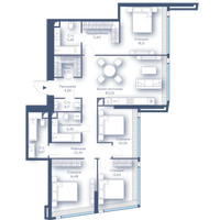 Планировка 4+ комнатной(квартира) площадью 130.1 квадратных метров в “ЖК Дом Дау”