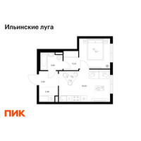 Планировка однокомнатной(квартира) площадью 35.12 квадратных метров в “ЖК Ильинские луга”