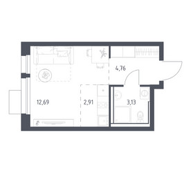 Планировка студии(квартира) площадью 23.8 квадратных метров в ЖК “ЖК Квартал Авиаторов”