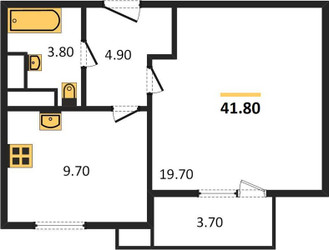 Планировка однокомнатной(квартира) площадью 38.3 квадратных метров в ЖК “ЖК Парк Легенд 2”