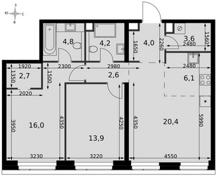 Планировка трехкомнатной(квартира) площадью 78.3 квадратных метров в ЖК “ЖК Амбер Сити”