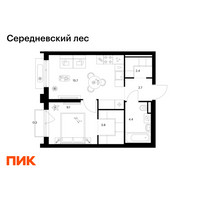 Планировка однокомнатной(квартира) площадью 38.4 квадратных метров в “ЖК Середневский лес”
