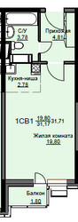 Планировка студии(квартира) площадью 32.2 квадратных метров в ЖК “ЖК Соболевка”