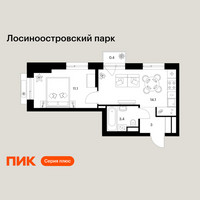 Планировка однокомнатной(квартира) площадью 32 квадратных метров в “ЖК Лосиноостровский парк”
