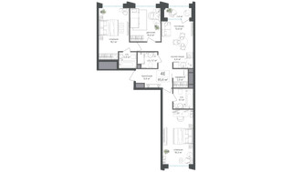 Планировка 4+ комнатной(квартира) площадью 85.1 квадратных метров в “ЖК Михалковский”