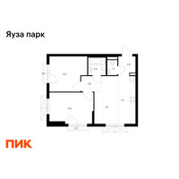 Планировка двухкомнатной(квартира) площадью 51.5 квадратных метров в “ЖК Яуза Парк (Мытищи)”