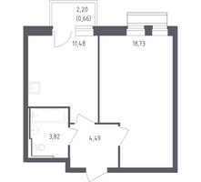 Планировка однокомнатной(квартира) площадью 39.18 квадратных метров в “ЖК Рублевский Квартал”